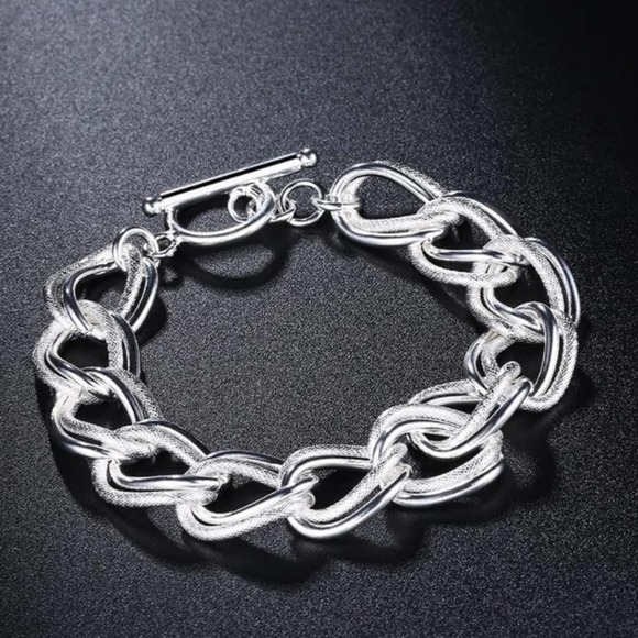 Handcrafted Sterling Silver Bracelet, Unique Chain Link Design Toggle Cl… - Picture 9 of 12